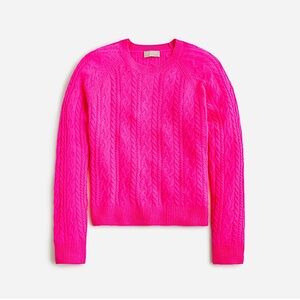 J. Crew Fuchsia Cashmere Cropped Cable-knit Crewneck Sweater - Size M